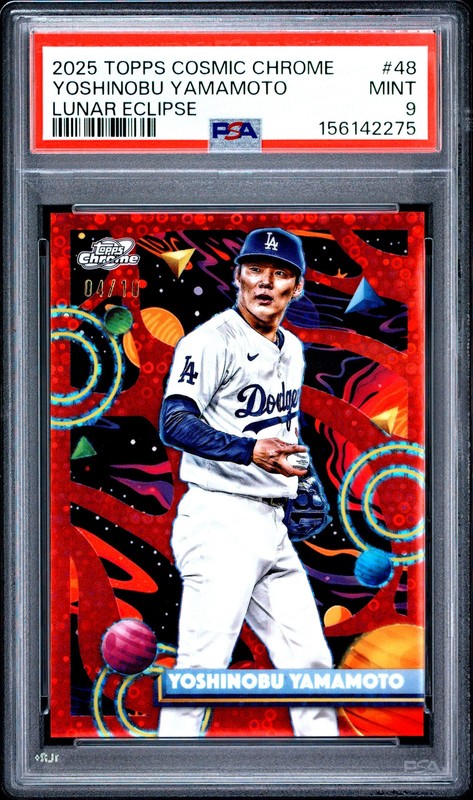 2025 TOPPS COSMIC CHROME LUNAR ECLIPSE #48 YOSHINOBU YAMAMOTO 4/10 PSA 9