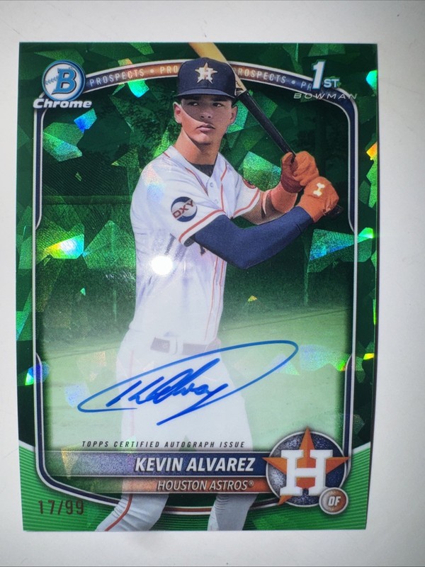 2025 1st Bowman Green Sapphire Auto /99 Kevin Alvarez Astros Au RC (CPSA-KA)