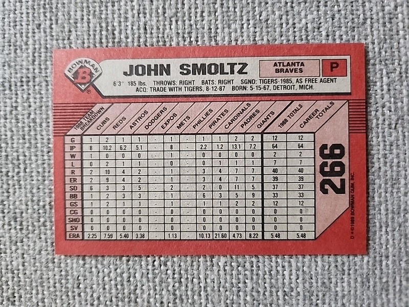 1989 Bowman - John Smoltz #266 (RC) gallery