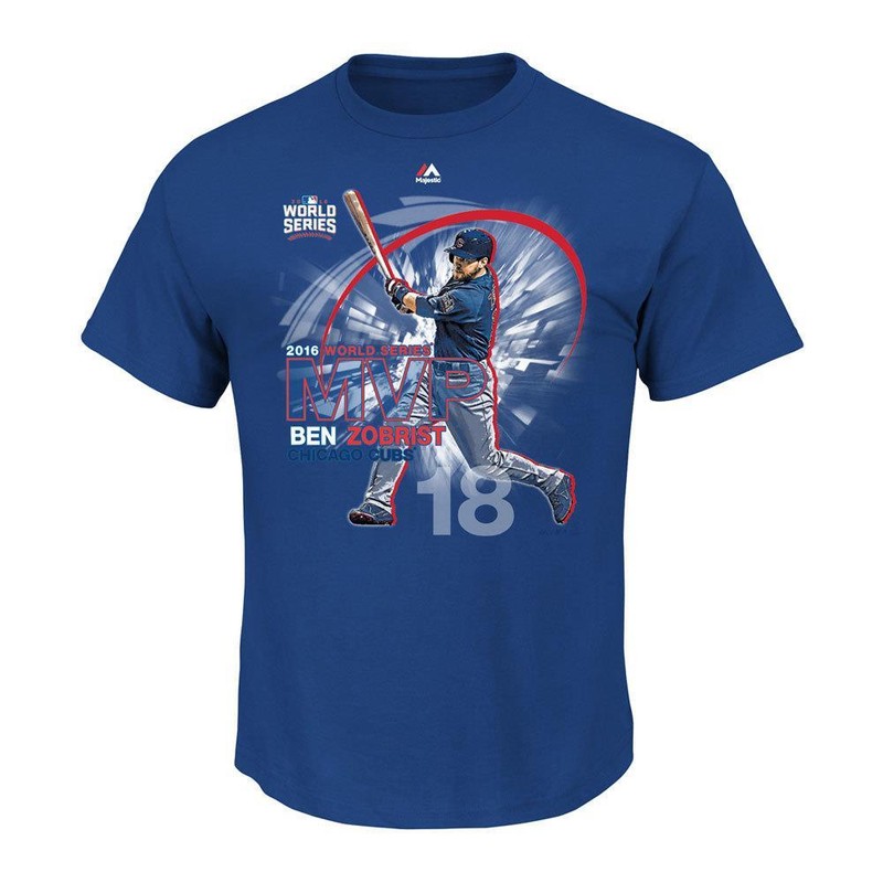 Men’s Majestic Ben Zobrist Chicago Cubs 2016 World Series Champions MVP T-Shirt