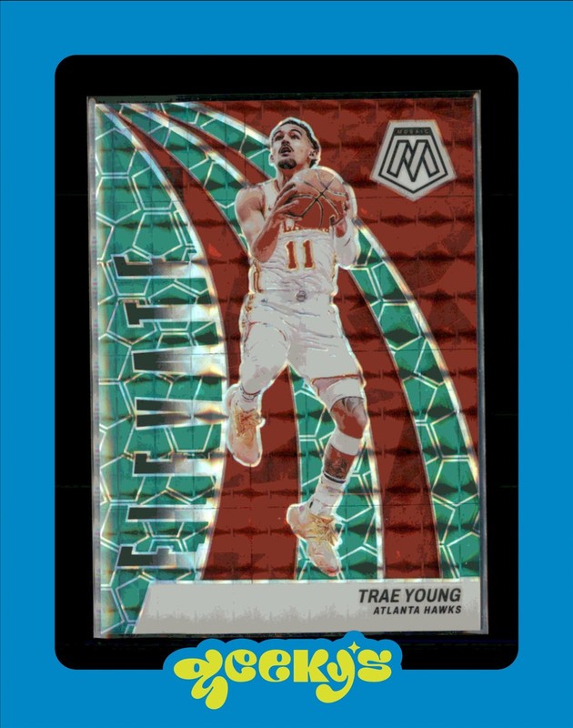 2023-24 Panini Mosaic – Elevate Trae Young #11 Green Mosaic Prizm $2 MIN ORDER