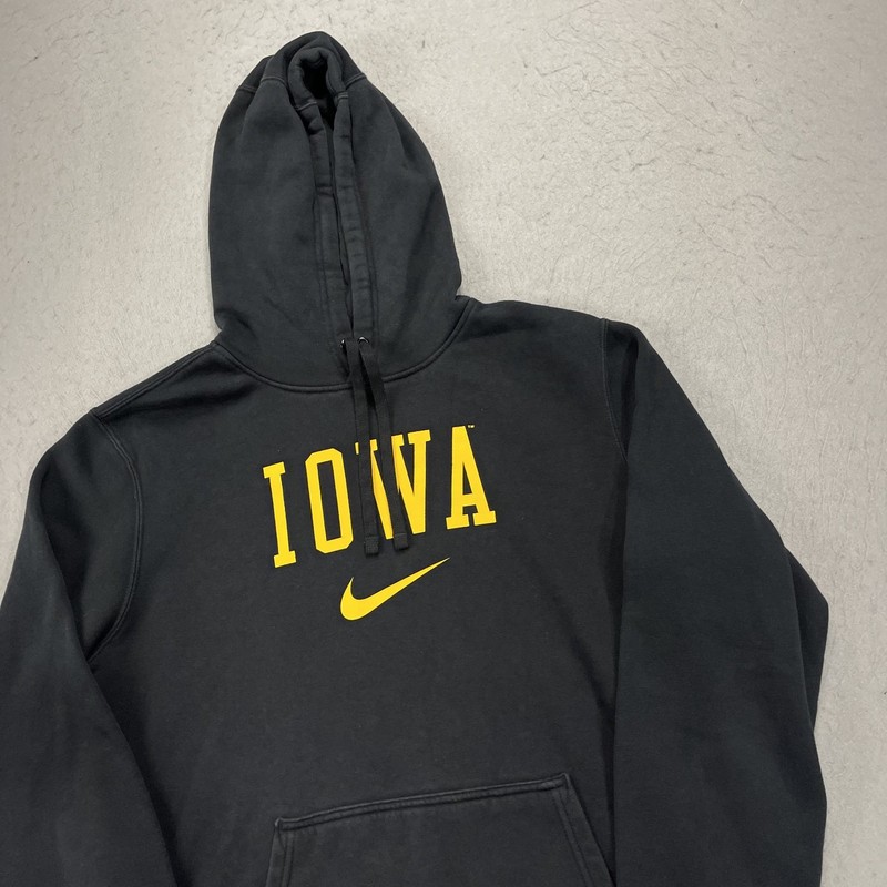 Iowa Hawkeyes Hoodie Mens Medium Black Nike Club Fleece Sweatshirt Logo NCAA gallery
