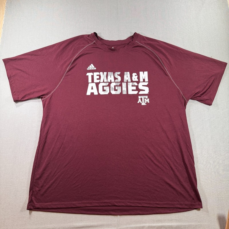 Adidas Texas AM Aggies T Shirt Mens 3XL Red Short Sleeve Lightweight University