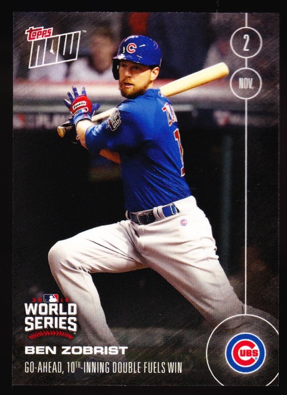 Chicago Cubs Ben Zobrist Plates Go Ahead Run vs Indians 2016 Topps Now 660 /2396