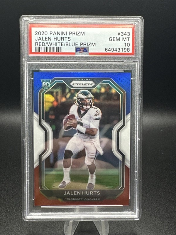Panini Prizm 2020 Jalen Hurts RC #343 Red White & Blue Prizm PSA 10