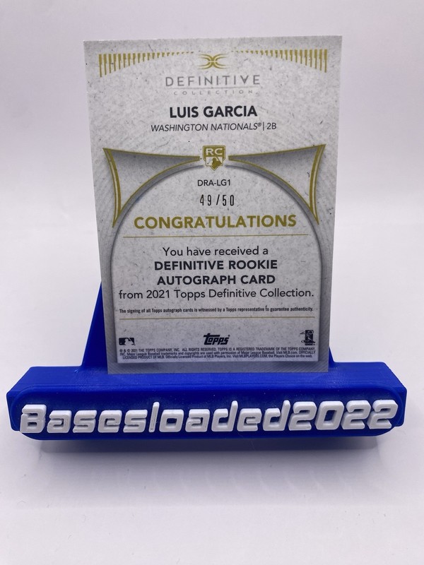 2021 Topps Definitive Luis Garcia Jr. On-Card Rookie Auto /50 Nationals RC Nats gallery