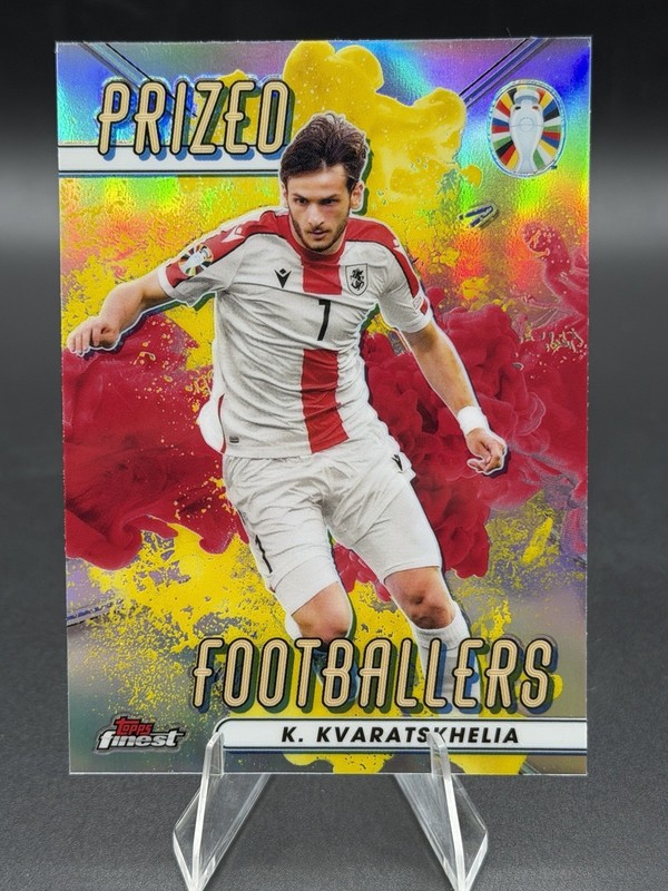 2023 Topps Finest KHVICHA KVARATSKHELIA Yellow Red Prized Footballers Fusion SSP