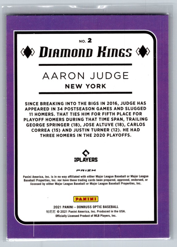 2021 Donruss #2 Aaron Judge Holo Pink gallery
