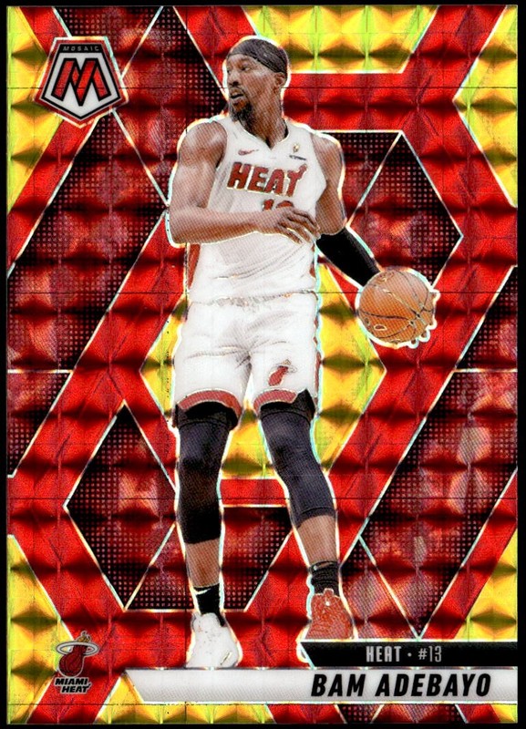 2024-25 Panini Mosaic #6 Bam Adebayo Choice Fusion Red & Yellow Mosaic #/75