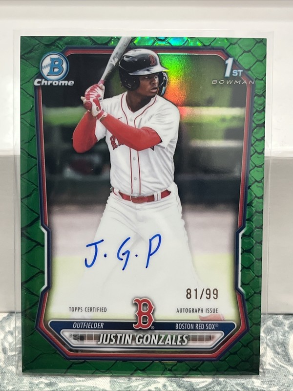 Justin Gonzales 2026 Bowman Baseball #CPA-JG Green Reptilian Auto /99