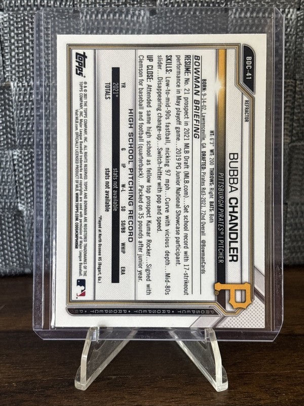 2021 Bowman Draft - 1st Chrome Bubba Chandler #BDC-41 Refractor (RC) #1 NRMNT+ gallery