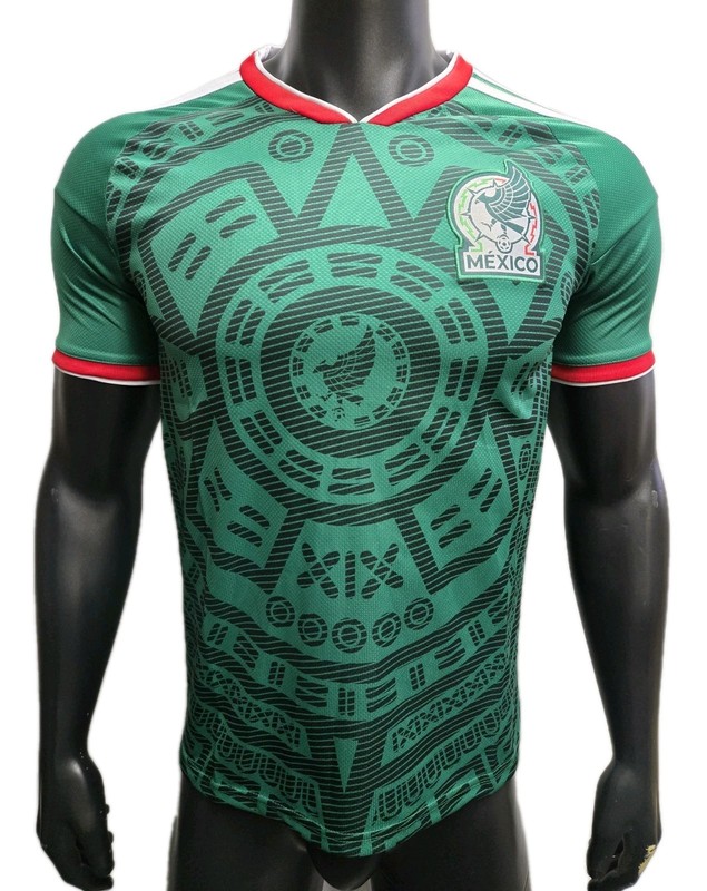 Unisex 2026 World Cup Mexico Home Soccer Jersey, Aztec Geometric Pattern S-XXL