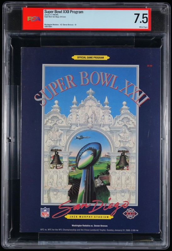 1988 Super Bowl XXII Program PSA 7.5 Doug Williams MVP Washington Redskins