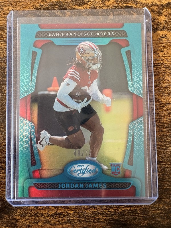 Panini Certified 2025 Jordan James Rookie #187 Mirror Teal /75 49ers