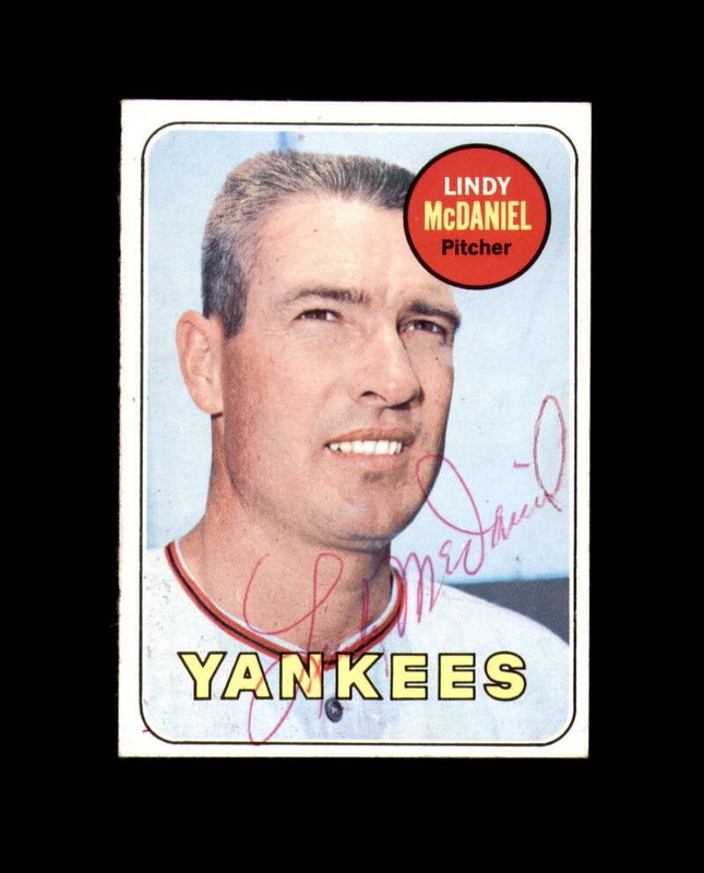 Lindy McDaniel Signed Authentic 1969 Topps New York Yankees Autograph