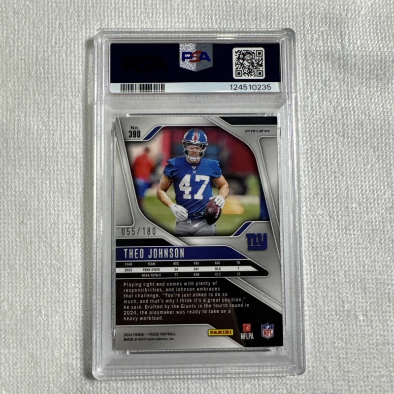 2024 Panini Prizm - Rookies Theo Johnson #390 Hyper Prizm /180 (RC) • PSA MINT 9 gallery