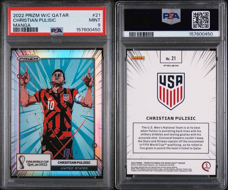 2022 PANINI PRIZM WORLD CUP QATAR MANGA #21 CHRISTIAN PULISIC PSA 9 gallery