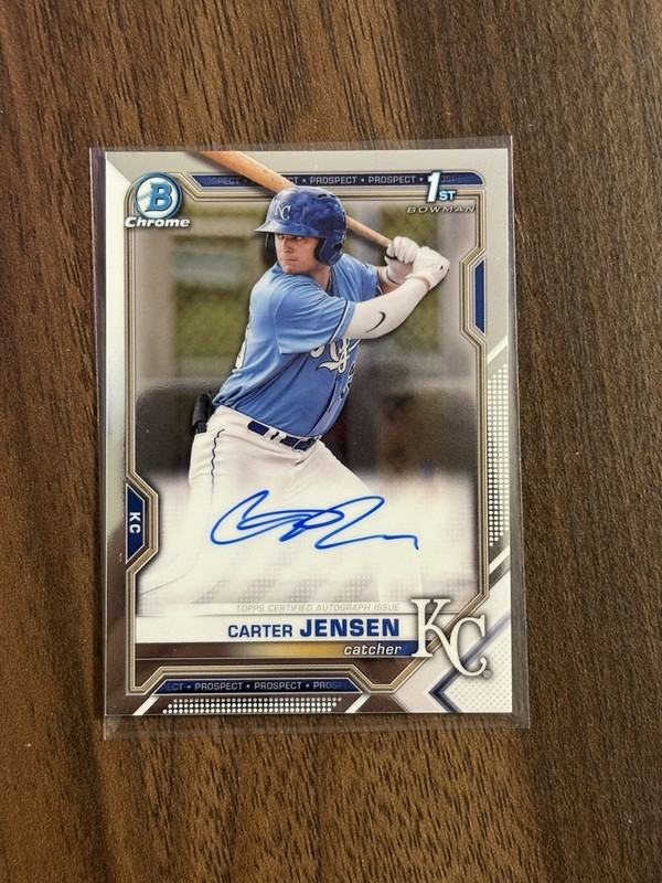 Topps 2021 Bowman Draft Chrome Draft Pick Auto Carter Jensen RC 1st #CDA-CJ