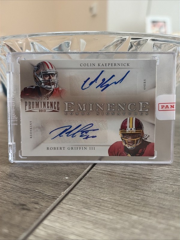 2013 Panini Prominence /25 Colin Kaepernick & Robert Griffin III Combo Signature