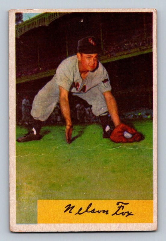 1954 Bowman #6 Nellie Fox – White Sox – Low Grade Creases – MLB HOF Vintage
