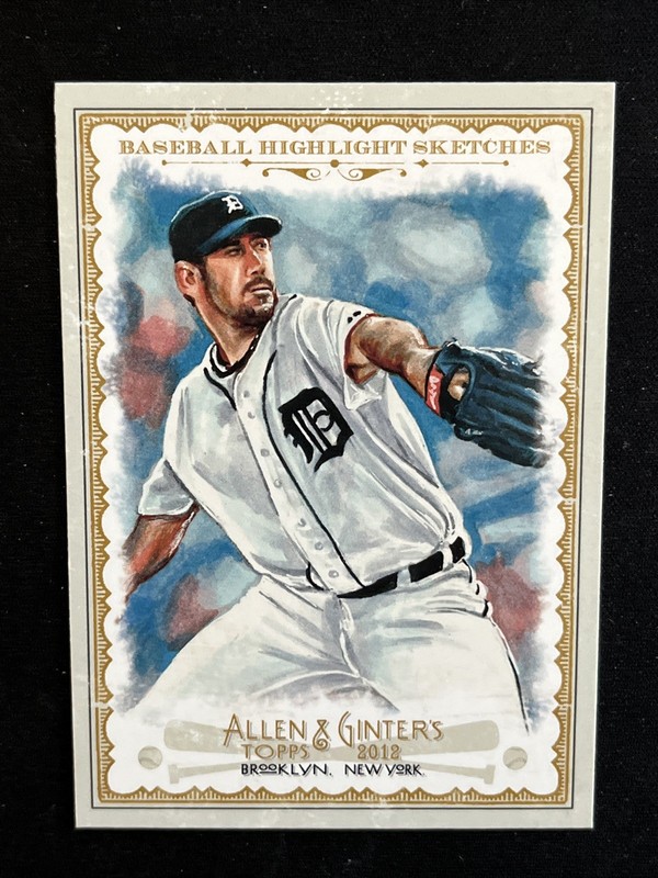 2012 Topps Allen & Ginter’s Justin Verlander Sketches Baseball Tigers BH-12