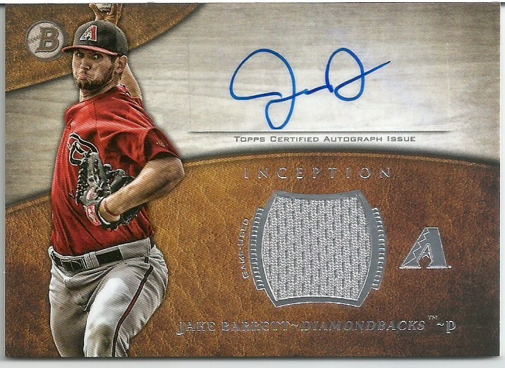 2014 Bowman Inception Relic Autographs #ARJBA Jake Barrett