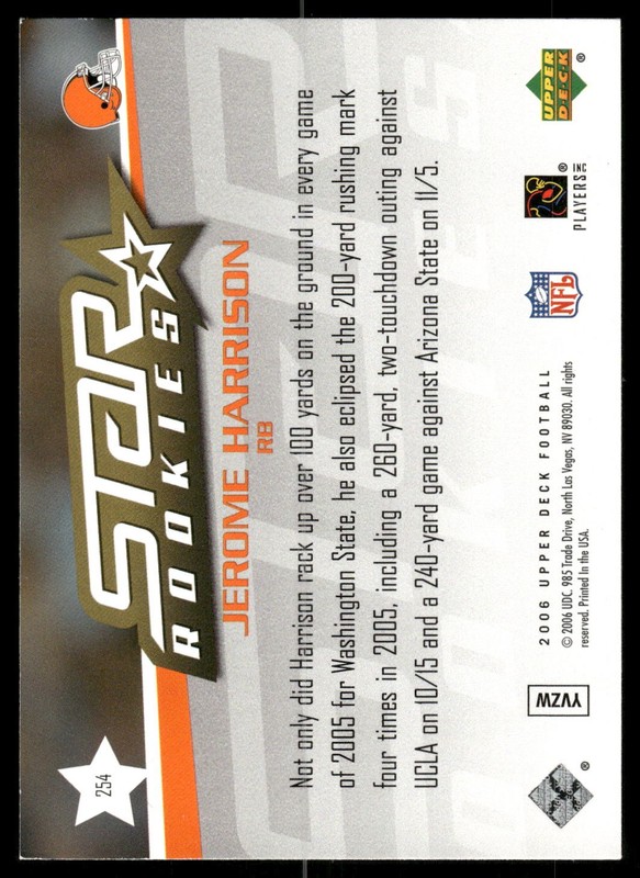 2006 Upper Deck #254 Jerome Harrison gallery
