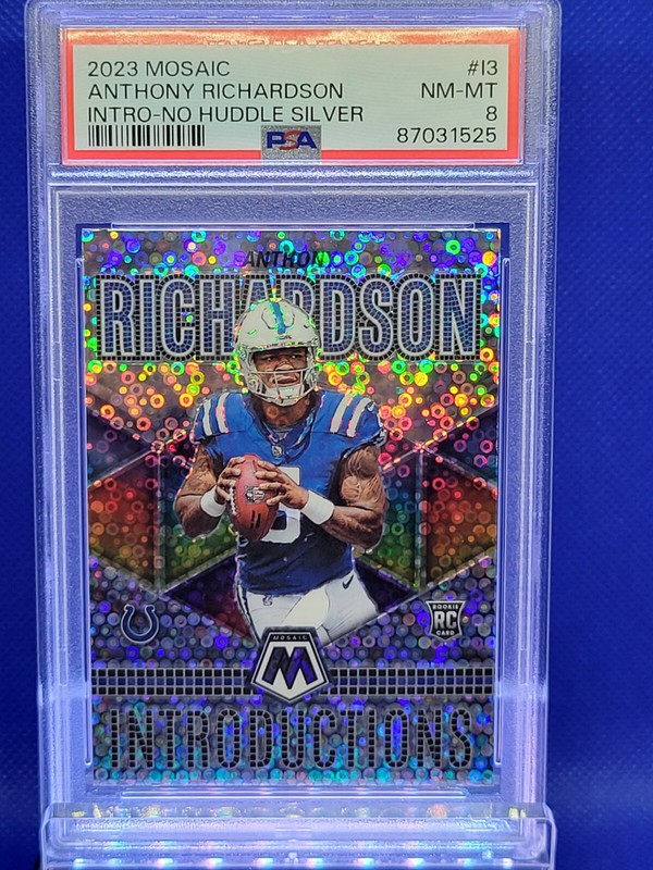 2023 Mosaic Anthony Richardson RC #I-3 INTRODUCTIONS NO HUDDLE SILVER ⚡️PSA 8⚡️