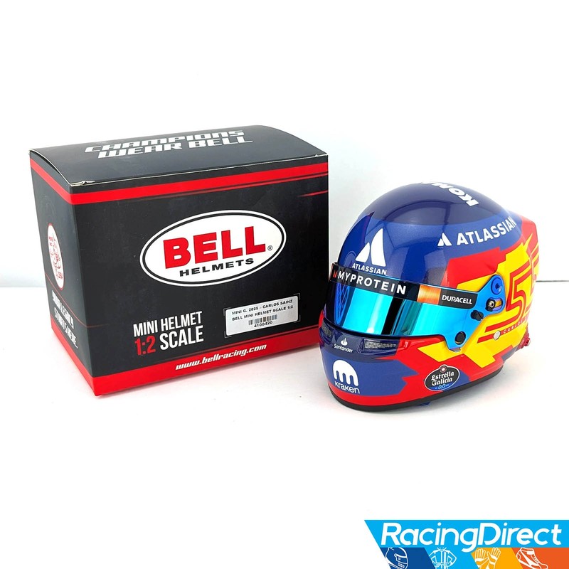 2025 Carlos Sainz Mini Helmet – 1:2 Scale – Bell F1 Mini Helmet – 4100420