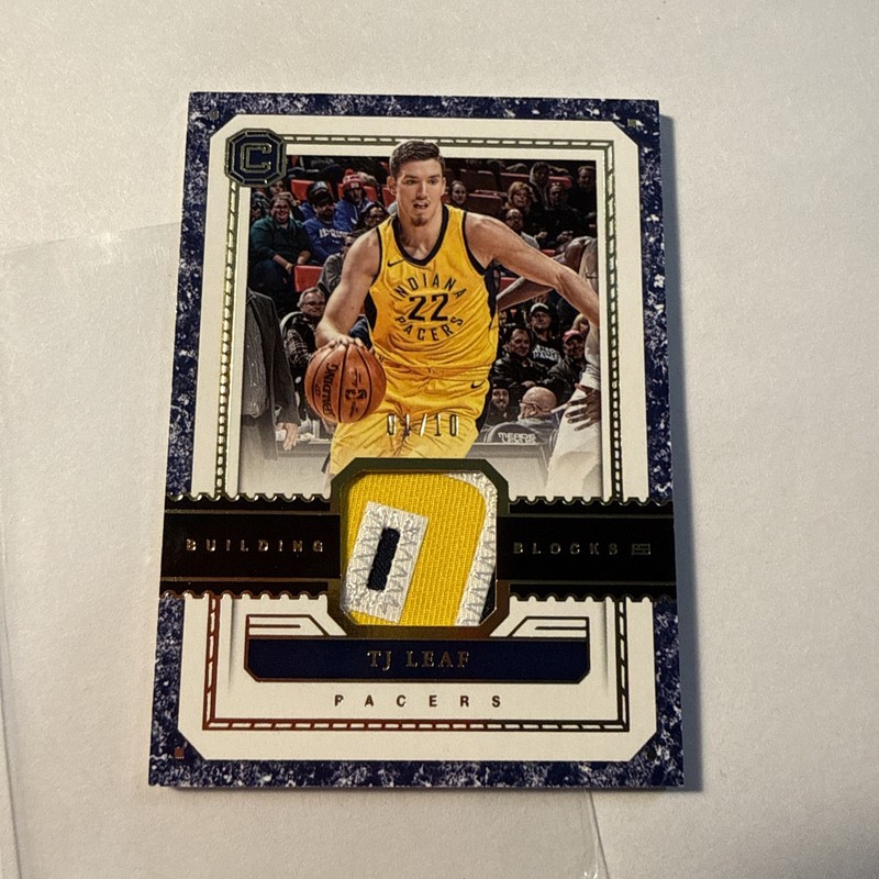 2017/18 Panini Cornerstones TJ Leaf #/10 Building Blocks Patch RC Pacers Rookie