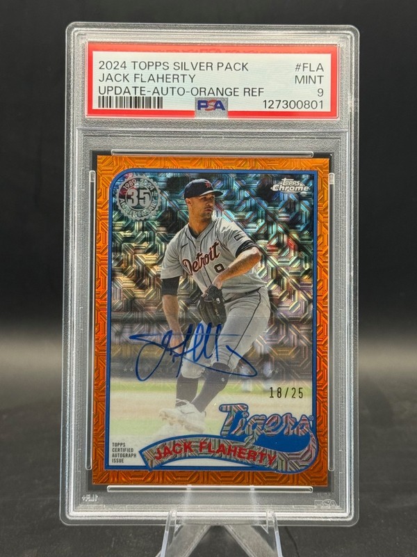 2024 Topps Chrome Update Silver Pack Orange Auto Jack Flaherty 18/25 PSA 9