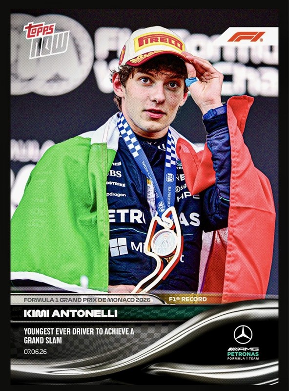 Kimi Antonelli 2026 Topps NOW F1 #33 Youngest Grand Slam Mercedes 🏆🏁 PRESALE