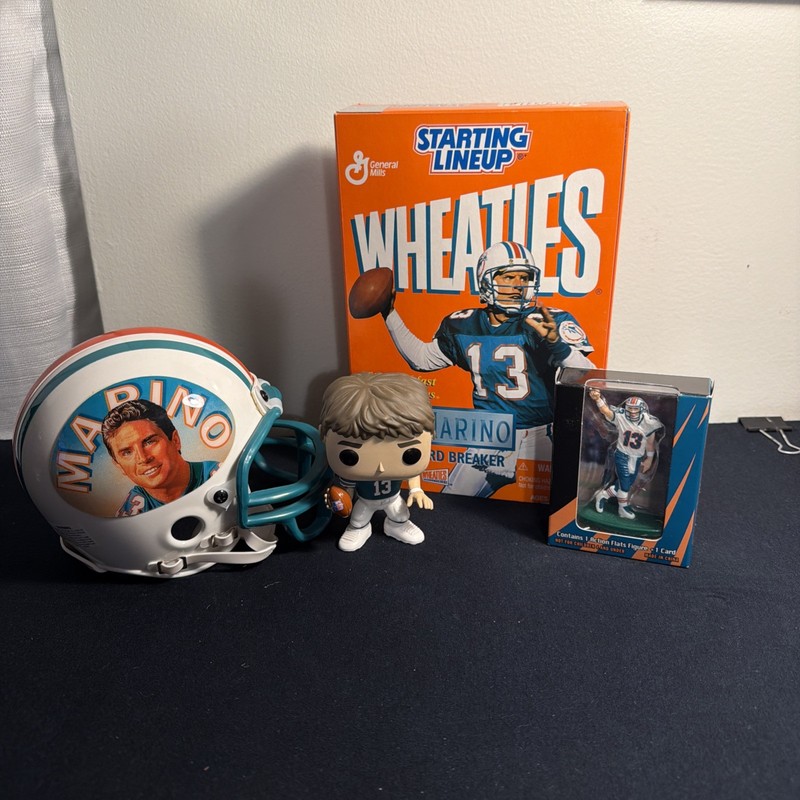 Vintage Miami Dolphins Dan Marino Lot Wheaties Box Helmet Funko Toy Figure NFL