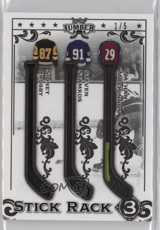 2021-22 Leaf Lumber Stick Rack 3 Pewter 1/5 Sidney Crosby Nathan MacKinnon y0t