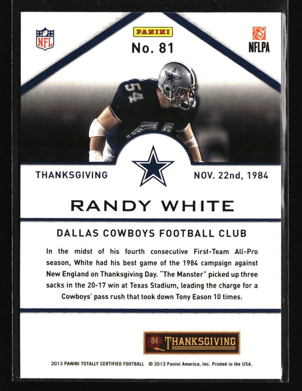 Randy White 2013 Panini Totally Certified #81 Dallas Cowboys gallery