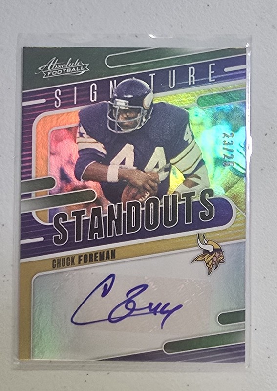 Chuck Foreman 2024 Absolute Signature Standouts #SS-CFN Green 23/25 Vikings