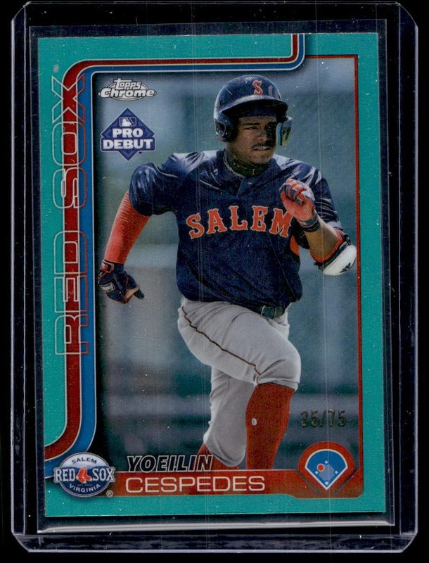 2025 Topps Pro Debut #PDC-28 Yoeilin Cespedes Chrome Aqua Refractor #/75