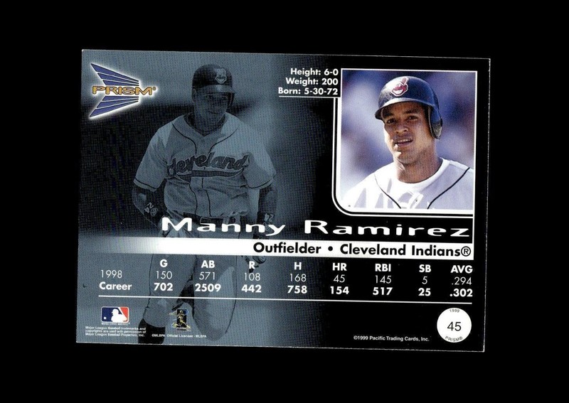 1999 Pacific Prism #45 Manny Ramirez Cleveland Indians gallery
