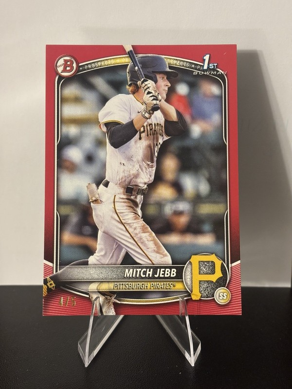 2025 Bowman- Mitch Jebb 1st bowman Red Parallel 4/5-Pittsburgh Pirates- #BP-41