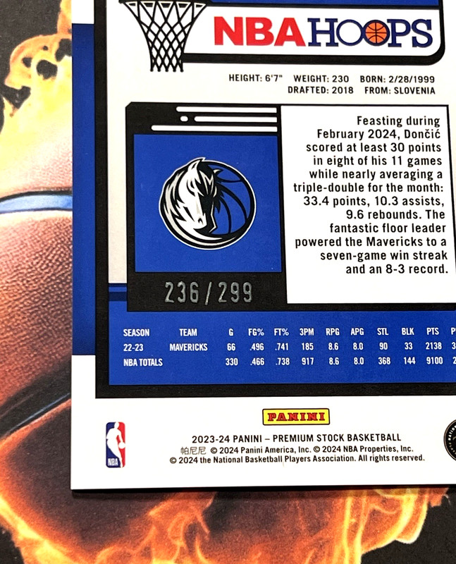 2023-24 Panini NBA Hoops Luka Doncic #9 Orange Prizm #/299 gallery