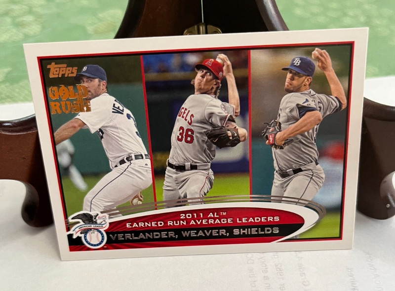 2012 Topps Baseball GOLD RUSH STAMPED PROMO Variation #52 VERLANDER Leaders