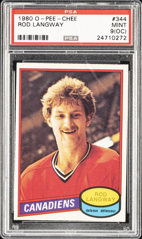1980 O-PEE-CHEE #344 ROD LANGWAY ROOKIE RC PSA 9 OC