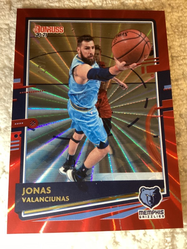 2020-21 Panini Donruss Holo Red Laser /99 Jonas Valanciunas #1 Grizzlies Wizards