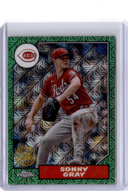 2022 Topps Sonny Gray 1987 Topps Baseball 35th Anniversary Chrome Green /99