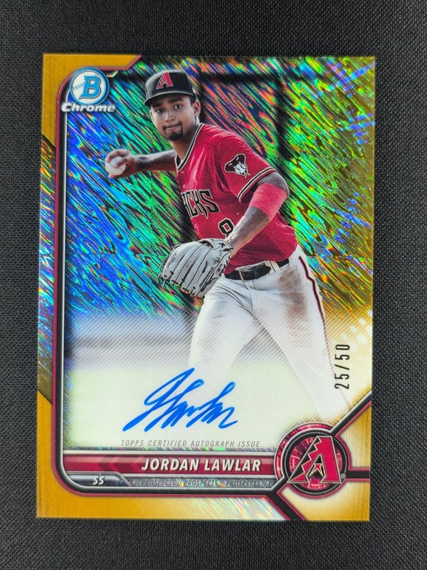 Jordan Lawlar 2022 Bowman Chrome Gold Shimmer Refractor AUTO 25/50 DIAMONDBACKS