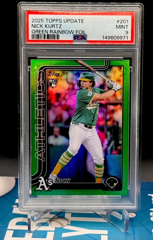 2025 TOPPS UPDATE GREEN RAINBOW FOIL #201 NICK KURTZ ROOKIE RC /99 PSA 9