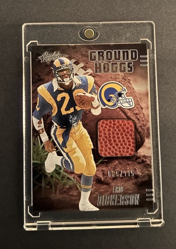 2025 Panini Absolute – Ground Hoggs Materials Eric Dickerson #GHM-EDI /115 (MEM)