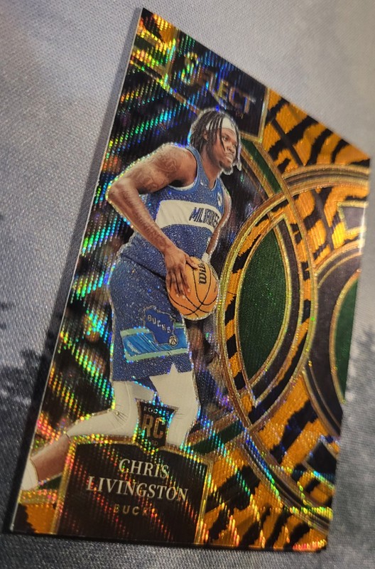 2023-24 Panini Select Premier Lvl Chris Livingston #107 Tiger Stripes Prizm (RC) gallery