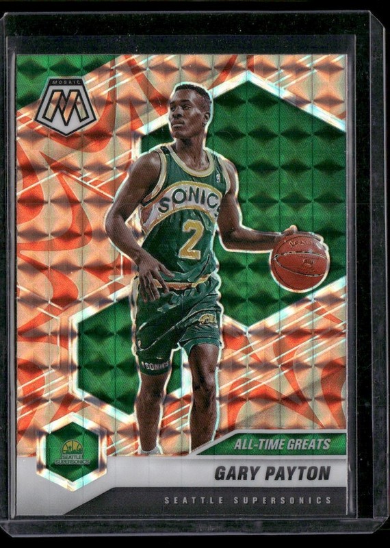 2020-21 Panini Mosaic #291 Gary Payton Mosaic Reactive Orange