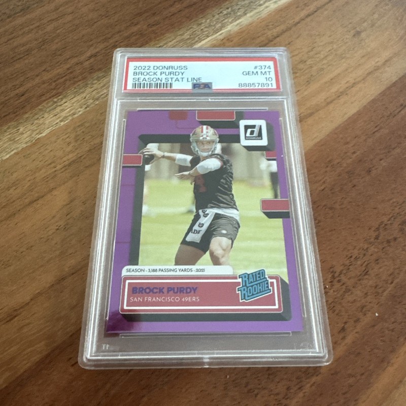 2022 Panini Donruss – Rated Rookie Brock Purdy #374 Season Stat Line /500 (RC)